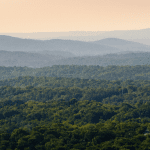 View of the Ouachita Mountains from Hot Springs National Park. There are some amazing cabins to rent in Hot Springs, Arkansas