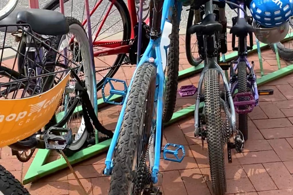 close up of bikes in Bentonville