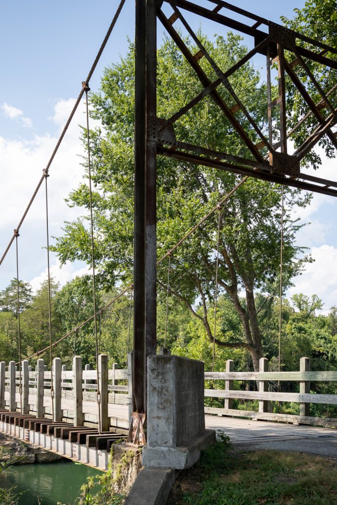 Close up of the steel supporting the Sylamore Creek Bridge. 