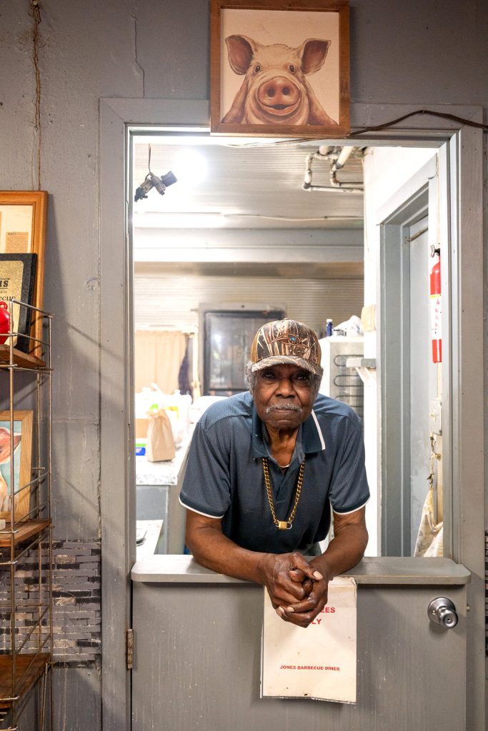 A close up of Mr. Jones at Jones Bar-B-Q Diner. 