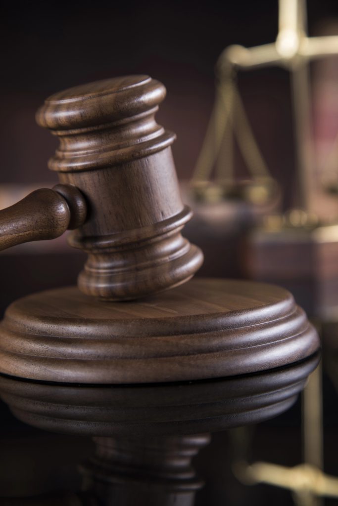 Close up of a judge's gavel. 