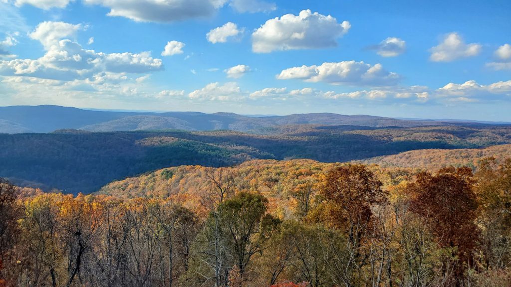 Beautiful view of the Ozark Mountains in the fall. 