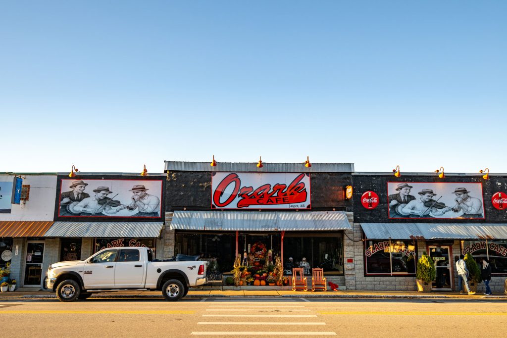 The Ozark Cafe in Jasper Arkansa is  known for great burgers and home cooking. 