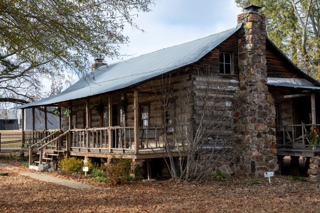 An old log cabin at the pioneer village in Searcy, Arkansas.