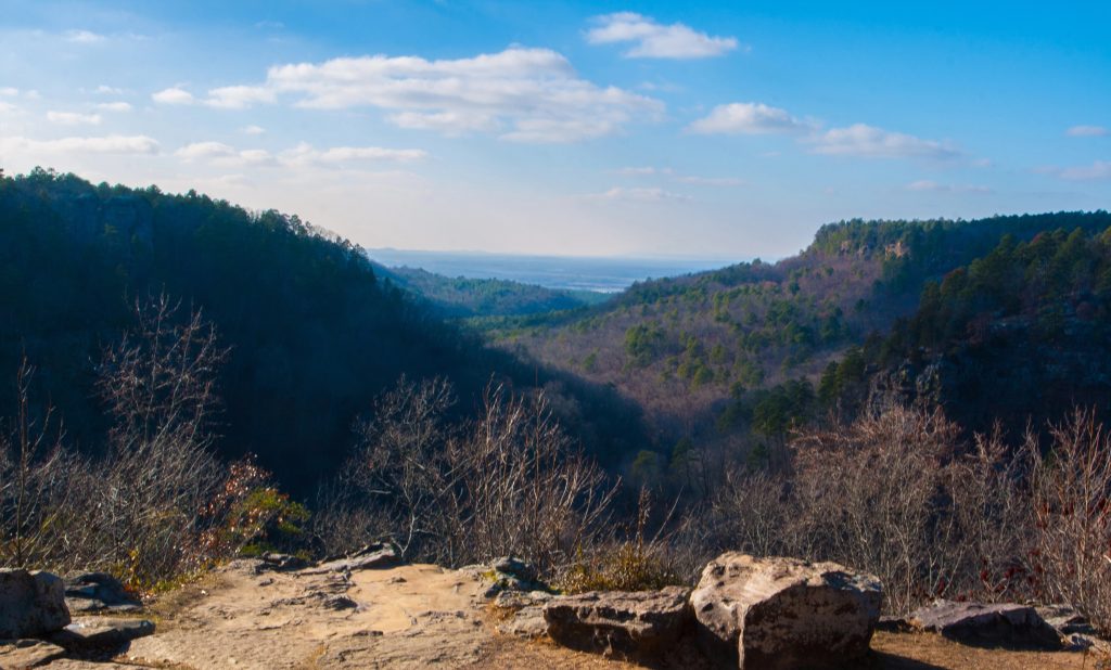 View from behind Mather's lodge in the winter at Petit Jean Mountain State Park.