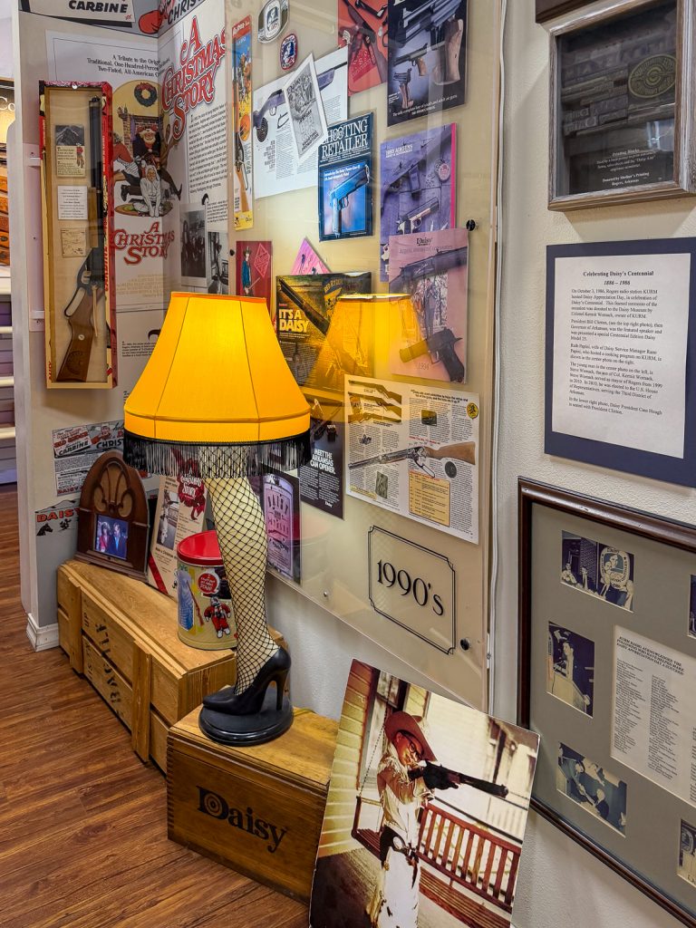 Leg lamp along with other memorabilia.